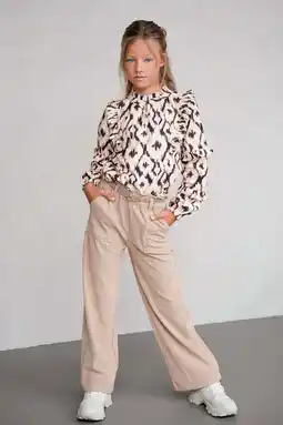 Wehkamp Like Flo corduroy wide leg casual broek beige aanbieding