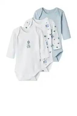 Wehkamp NAME IT BABY romper NBMBODY - blauw/wit (set van 3) aanbieding