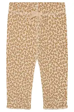 Wehkamp Noppies baby straight gebloemde casual broek lichtbruin aanbieding