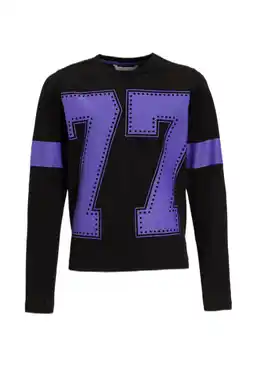Wehkamp Coolcat longsleeve met letter 77 printopdruk Johanna zwart aanbieding