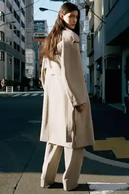 Wehkamp Mango wollen trenchcoat grijs melange aanbieding