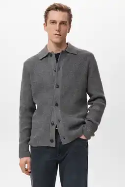 Wehkamp Mango Man vest met wol rib gebreid grijs aanbieding