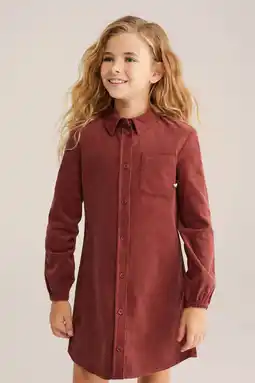 Wehkamp WE Fashion corduroy A-lijn jurk donkerrood aanbieding