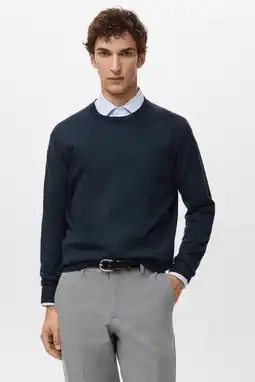 Wehkamp Mango Man trui met wol gebreid marineblauw aanbieding
