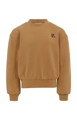 Wehkamp LOOXS 10sixteen sweater met backprint bruin met glitter aanbieding
