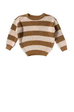 Wehkamp Your Wishes gestreepte trui bruin grof gebreid aanbieding