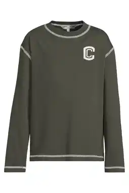 Wehkamp Coolcat relaxed overlock longsleeve met C logo Danny khaki aanbieding