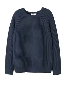 Wehkamp NAME IT KIDS trui donkerblauw grof gebreid aanbieding