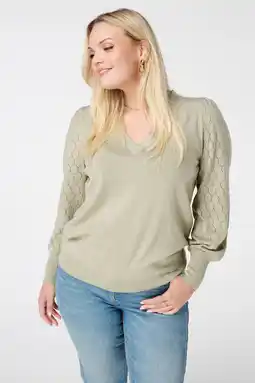 Wehkamp MS Mode pullover lichtgroen met lurex aanbieding