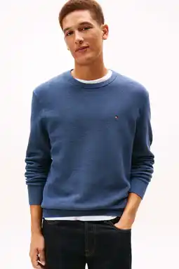 Wehkamp Tommy Hilfiger pullover met textuur blauw aanbieding