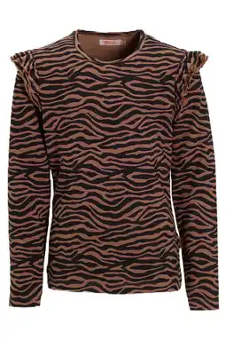 Wehkamp Orange Stars longsleeve met ruches Razi bruin aanbieding