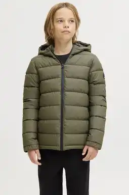 Wehkamp JACK & JONES JUNIOR gewatteerde jas gebreid groen aanbieding