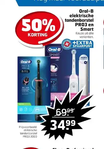 Trekpleister Oral-B elektrische tandenborstel PRO3 en Smart aanbieding