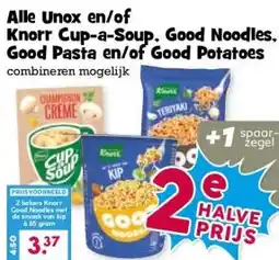Boon`s Markt Alle Unox en/of Knorr Cup-a-Soup. Good Noodles. Good Pasta en/of Good Potatoes combineren mogelijk aanbieding