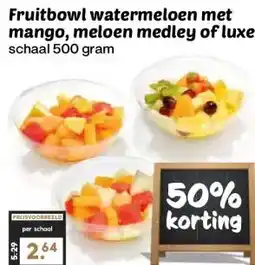 Boon`s Markt Fruitbowl watermeloen met mango, meloen medley of luxe aanbieding