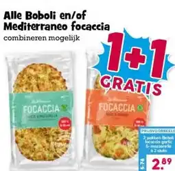 Boon`s Markt Alle Boboli en/of Mediterraneo focaccia aanbieding