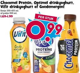 Boon`s Markt Chocomel Protein, Optimel drinkyoghurt. Vifit drinkyoghurt of Goedemorgen! aanbieding