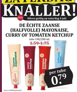 Boon`s Markt DE ÉCHTE ZAANSE (HALFVOLLE) MAYONAISE, CURRY OF TOMATEN KETCHUP aanbieding