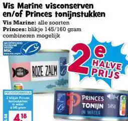 Boon`s Markt Vis Marine visconserven en/of Princes tonijnstukken aanbieding