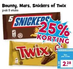 Boon`s Markt Bounty. Mars. Snickers of Twix aanbieding