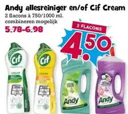 Boon`s Markt Andy allesreiniger en/of Cif Cream aanbieding