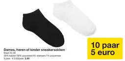 Zeeman Dames, heren of kinder sneakersokken aanbieding