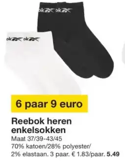 Zeeman Reebok heren enkelsokken aanbieding