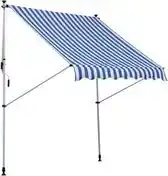 Bol.com Luifel zonnescherm - Zonneluifel - Zonnescherm - Zonwering - Tuin - Blauw/Wit - 200 x 150 cm aanbieding