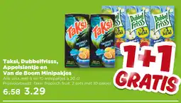 PLUS Taksi, dubbelfrisss, appelsientje en van de boom minipakjes aanbieding