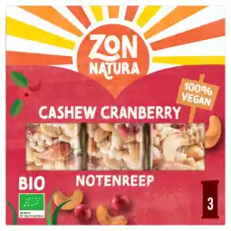 PLUS Zonnatura Notenreep cashew cranberry aanbieding
