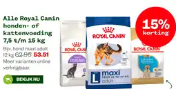 Welkoop Alle Royal Canin honden- of kattenvoeding 7,5 t/m 15 kg aanbieding