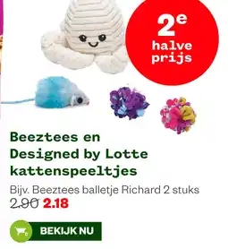 Welkoop Beeztees en Designed by Lotte kattenspeeltjes aanbieding