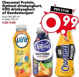 Coop Chocomel Protein, Optimel drinkyoghurt, Vifit drinkyoghurt of Goedemorgen! aanbieding