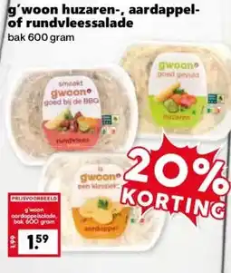 Coop g'woon huzaren-, aardappel- of rundvleessalade aanbieding