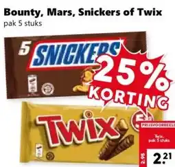 Coop Bounty, Mars, Snickers of Twix aanbieding