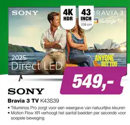 EP Sony Bravia 3 K43S39 TV (2025) aanbieding