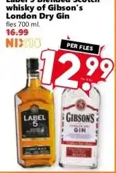 Coop Label 5 Blended Scotch whisky of Gibson's London Dry Gin aanbieding