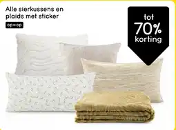 Leen Bakker Alle sierkussens en plaids met sticker aanbieding