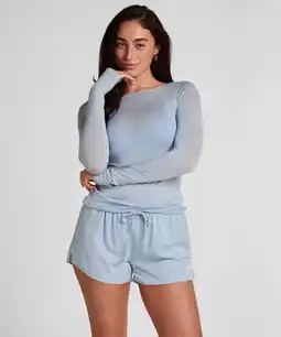Hunkemoller Hunkemöller Satin Shorts Ayla Blauw aanbieding