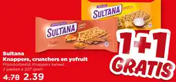 PLUS Sultana Knappers, crunchers en yofruit aanbieding