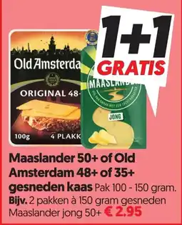 Dekamarkt Maaslander 50+ of Old Amsterdam 48+ of 35+ gesneden kaas aanbieding