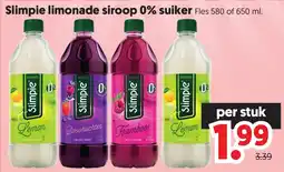 Dekamarkt Slimpie limonade siroop 0% suiker aanbieding
