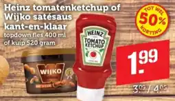 Coop Heinz tomatenketchup of wijko satésaus kant en klaar aanbieding