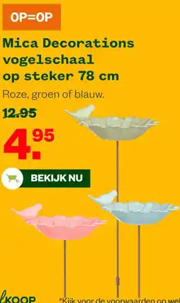 Welkoop Mica Decorations vogelschaal op steker aanbieding