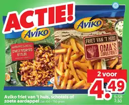 Dekamarkt Avikko friet van 't huis, schotels of zoete aardappel aanbieding