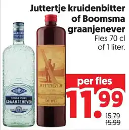 Dekamarkt Juttertje kruidenbitter of Boomsmas graanjenever aanbieding
