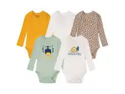 Lidl lupilu 5 babyrompertjes (Mint/wit/geel/beige, 50/56) aanbieding