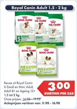 Huisdier Voordeelshop Royal Canin Adult 1.5 -2 kg aanbieding