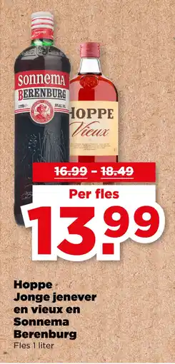 PLUS Hoppe Jonge jenever en vieux en Sonnema Berenburg aanbieding