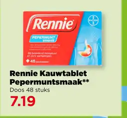 PLUS Rennie Kauwtablet Pepermuntsmaak aanbieding